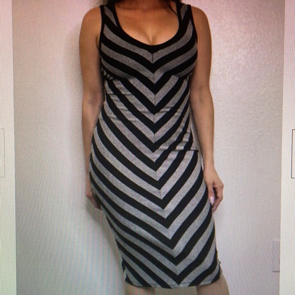 Mossimo Supply Co. Dresses & Skirts - Black and Grey Chevron Striped Midi Dress size XXL